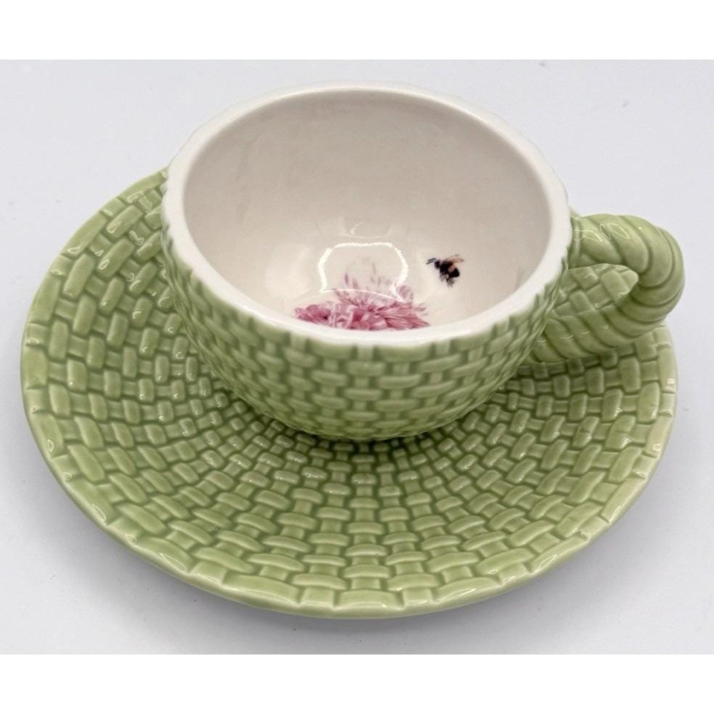Hallmark Nature's Sketchbook Tea Cup Saucer Set Marjolein Bastin's Mint Green